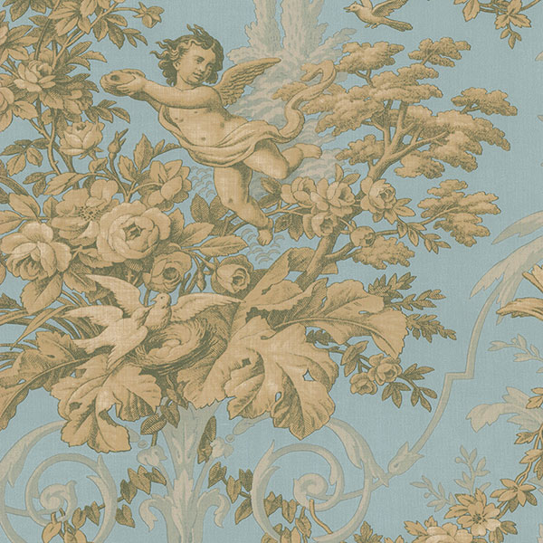 Patton Wallcoverings CH28309 Manor House Fabric Toile Wallpaper